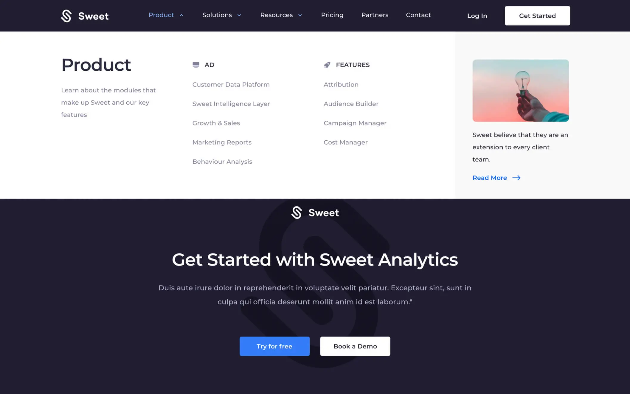 Website redesignfor Sweet Analytics. 28